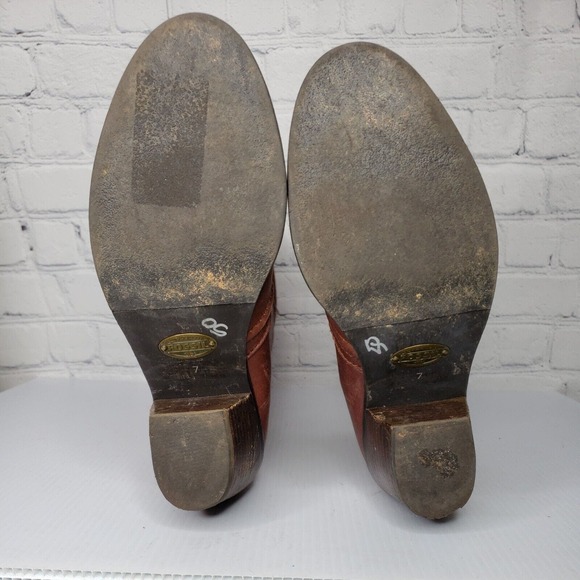 Fossil Womens Red Leather Pull On Boots Heels Size 7 - Picture 5 of 13